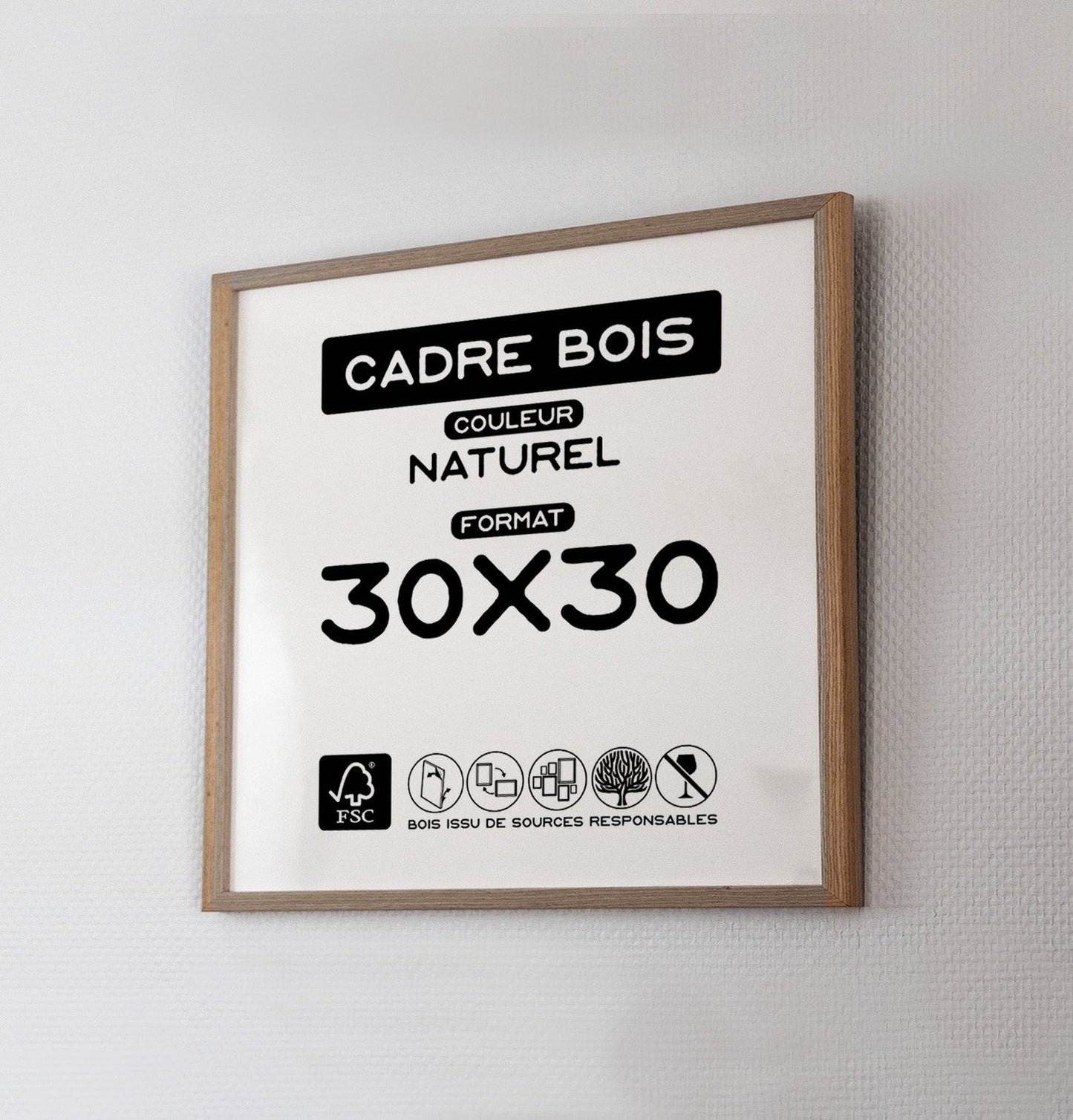 CADRE Bois Naturel 30x30cm