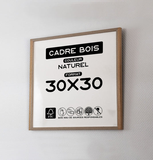 CADRE Bois Naturel 30x30cm