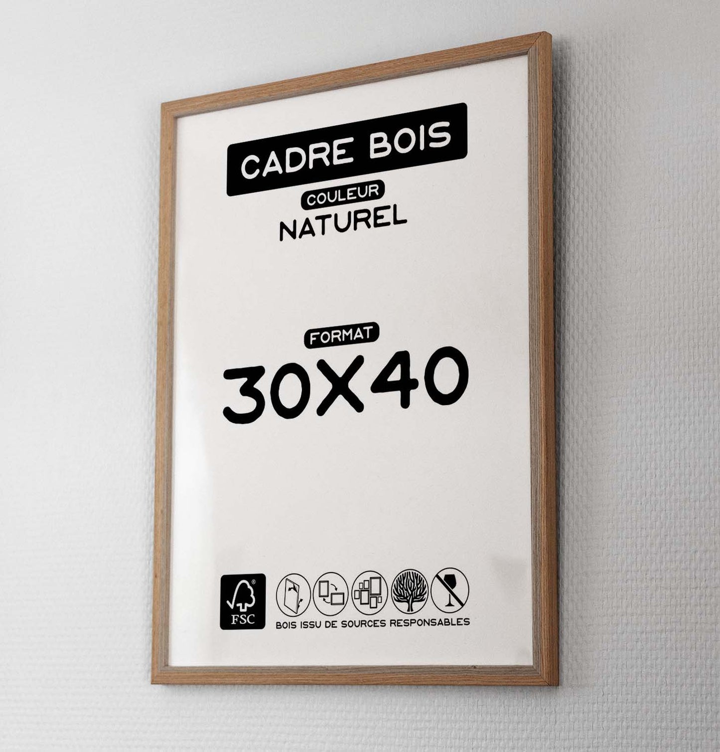 CADRE Bois Naturel 30x40cm