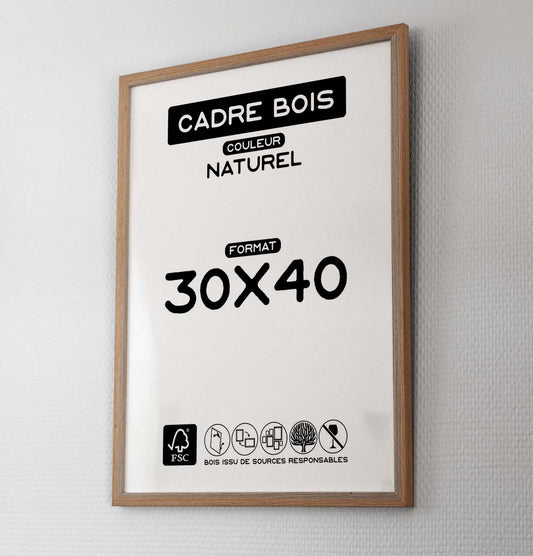 CADRE Bois Naturel 30x40cm
