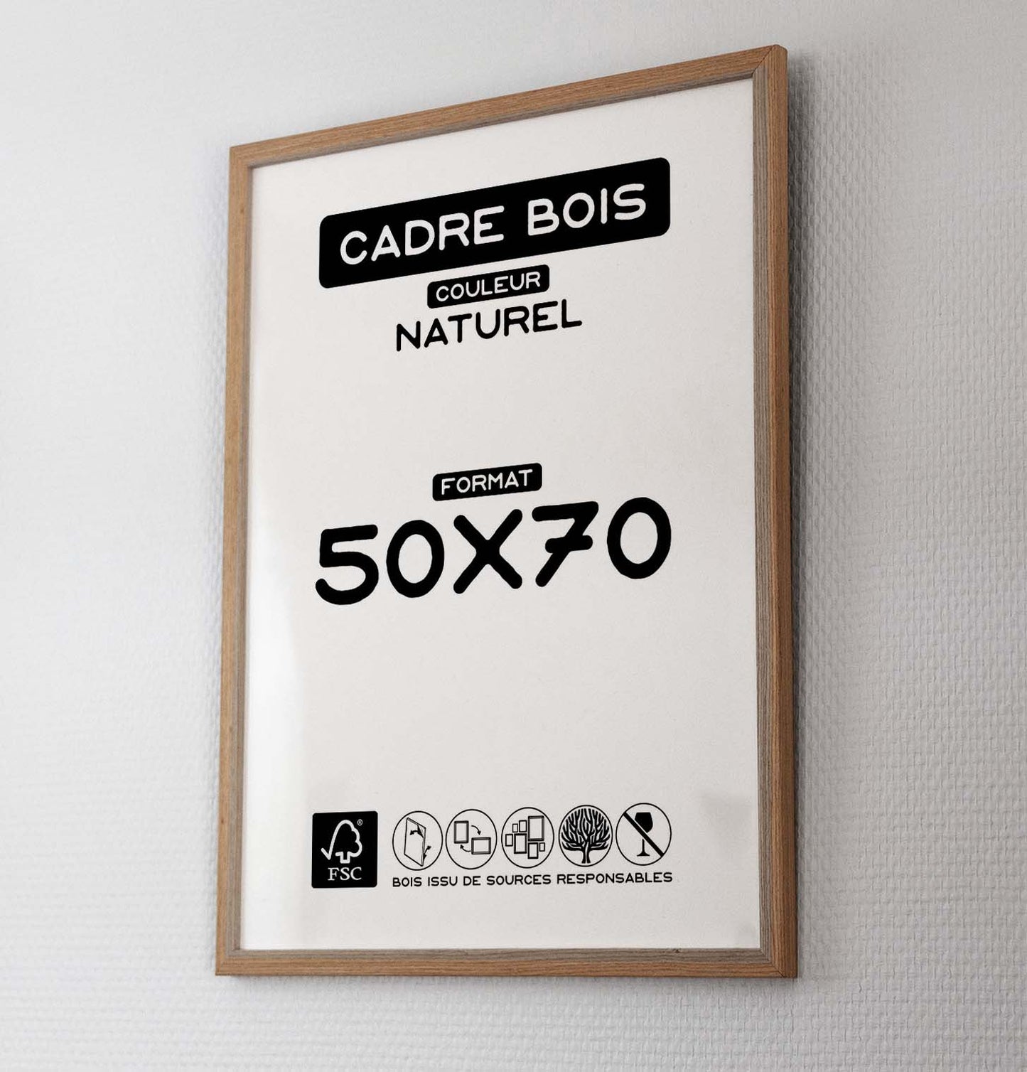 CADRE Bois Naturel 50x70cm